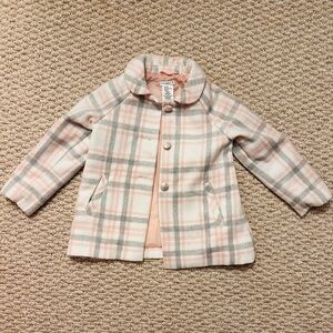 Max Studio Pink and Gray Plaid Kids Pea Coat